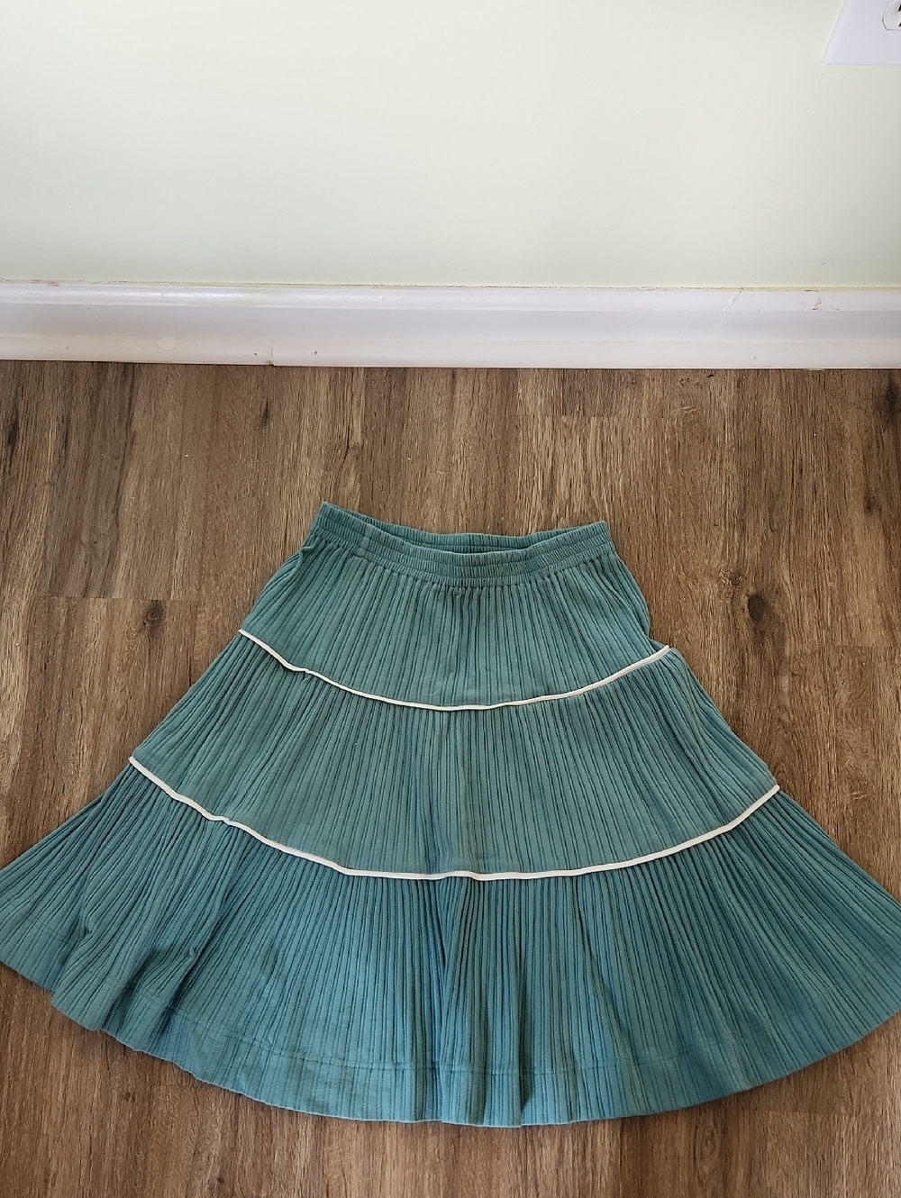 A Line Teal Tiered Midi Skirt